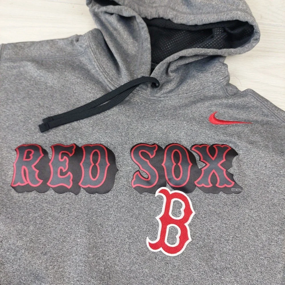 Nike Therma Fit Boston Red Sox Hoodie Mens Medium Gray‎ MLB Sweatshirt Baseball